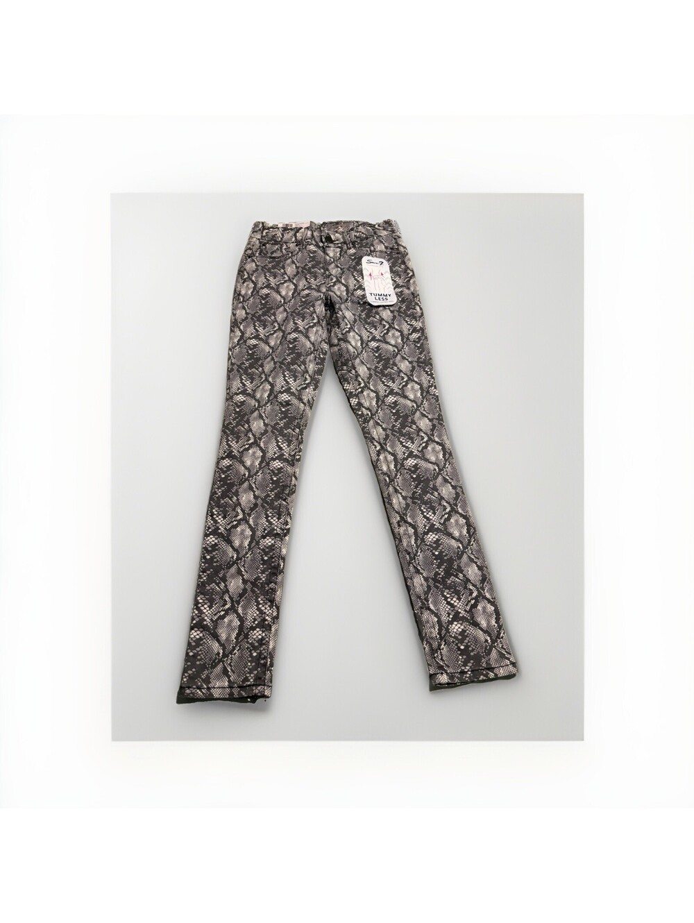 Seven 7 Jeans Womens 4 Black White Tummyless Skinny High Rise Snake Skin NWT